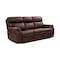 Armen Living Montague Dual Power Headrest and Lumbar Support Reclining Sofa in Genuine Brown Leather LCMN3BR - alternate 3